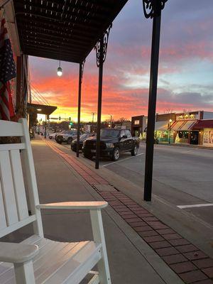 Coffee this morning sitting in a rocking chair on Main St., Tishomingo  Beautiful