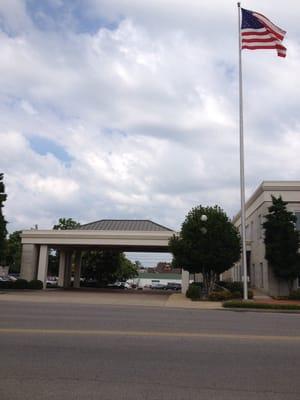 Covered Drive-Thru Entrance and Parking Lot