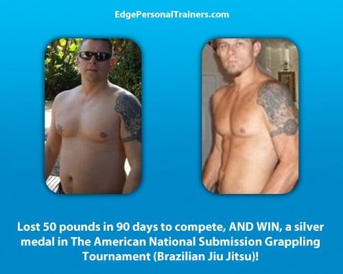 Lost 50 pounds in 90 days to compete, AND WIN, a silver medal in The American National Submission Grappling Tournament