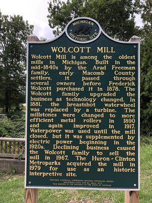 Wolcott Mill State Placard.