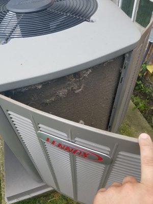 Before a Enviro-Safe Cleaning. Dirty Outdoor Condenser.