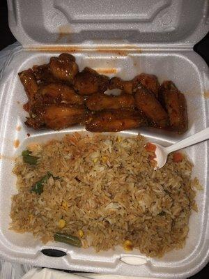 Sweet Thai Chili wings with fried rice combo