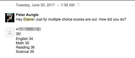 Elaine needed to get an SAT equivalent above 1550 - an ambitious goal - but we did it!