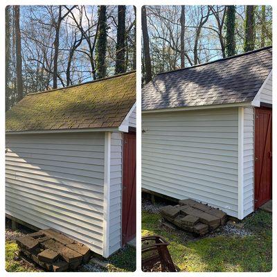 Client thought their shed was a lost cause! Needless to say we were able to prove them wrong! 5 star service and results! (757)707-1967