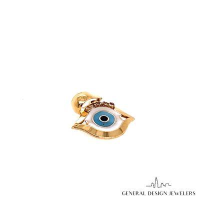 14k Gold Evil Eye Pendant