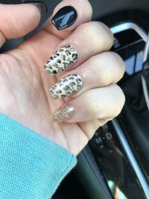 Cheetah print coffin nails! LOVE.