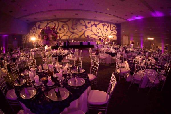 Ontario Convention Center Wedding, Up lights, Wall Patterns, Room Color Wash