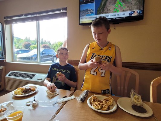 The breakfast selection is great. The grandsons loved making their own waffles