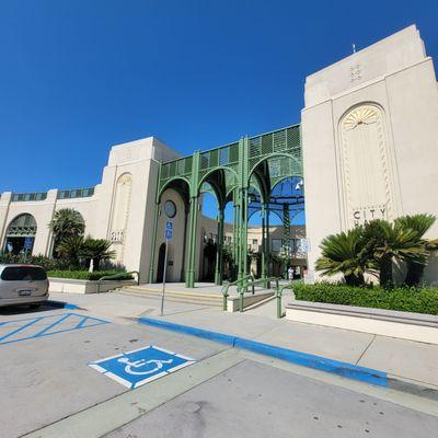 Wheelchair accessible parking in front of City Hall building