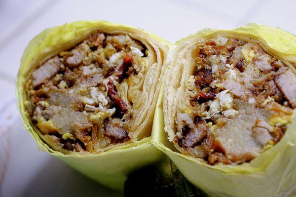 Breakfast burrito (sausage bacon  combo.