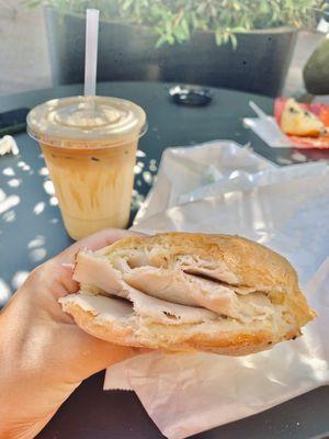 Turkey sandwich + iced caramel macchiato