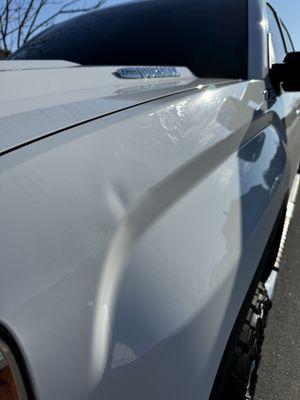 Closeup of the dent