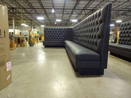 Custom wall bench with Hand-Tufted Diamond and Nail Head Trim