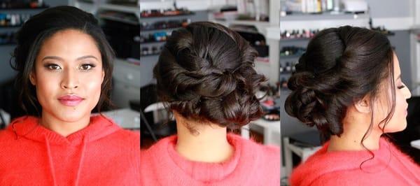 Bridal updo.  Makeup by Tamara Locke