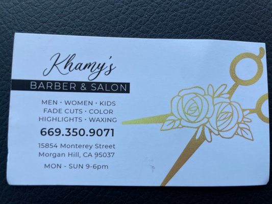 New business card under new ownership Andy and Khamy.