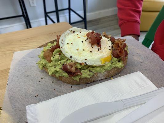 The works, avocado toast