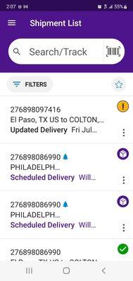 This is a picture of my packages  saying they were delivered but yet some say out for delivery over and over and over