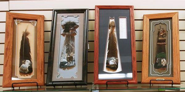 Looking for an unusual and distinguished gift? This is it! Original, one-of-a-kind paintings on wild turkey feathers!