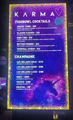 Drink menu