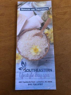 Services offered at Southeastern Lifestyle Day Spa!