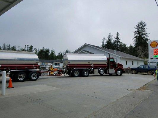 Our tanker delivering fuel to our Bayside Gardens location.