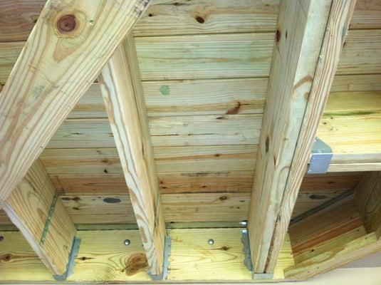 Bolted, fastened and flashed - The underside of a Legendary Renovations deck.