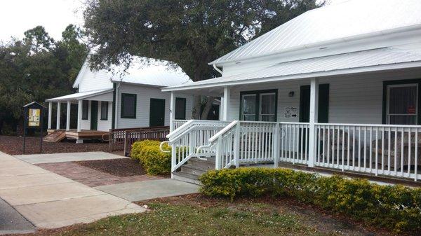 1904 Schoolhouse (one room) and our headquarter cottage, a Pioneer Home.  Both completely restored.