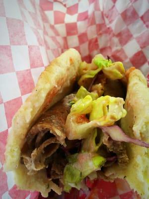 Lamb & beef gyro... Seasoned perfectly with good sauces...