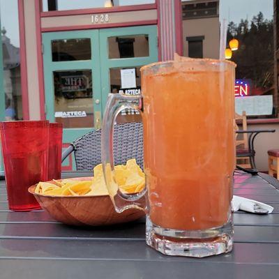 Michelada mixed with pacifico beer. Highly recommend.