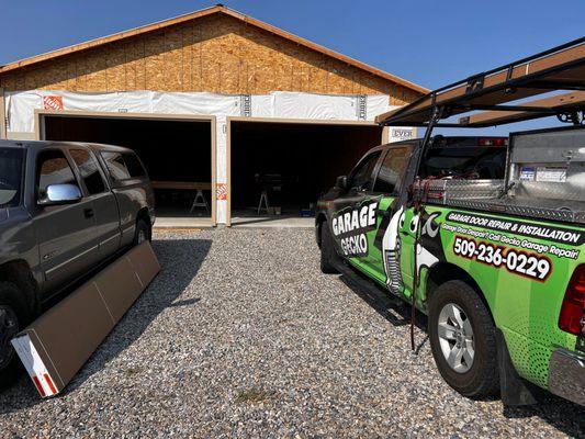 Garage Gecko double garage door installation.