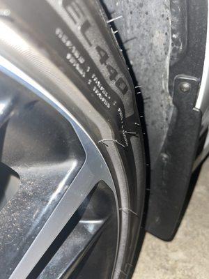 Knot on tire.