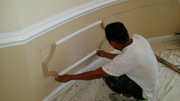 Installing molding below chairail