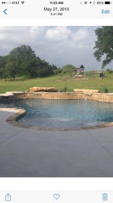 Free form pool with recessed diving board