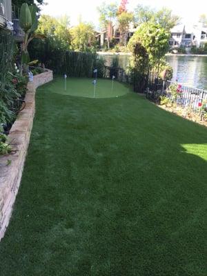 Waterfront, backyard putting green.