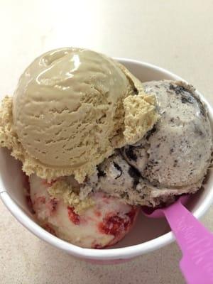 Jamocha, cookies and cream and strawberry cheesecake