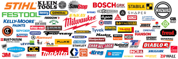 Some of Center Hardware's industry leading brands in stock