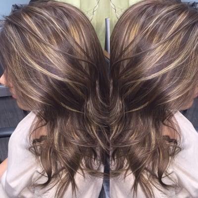 Light brown with beige blonde highlights