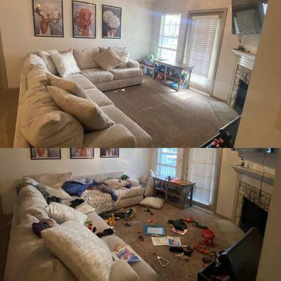 Before & after living room cleaning