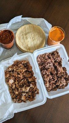 Carnitas, Barbacoa, Tortilla, and Salsa | Instagram: @telephonesmoothie