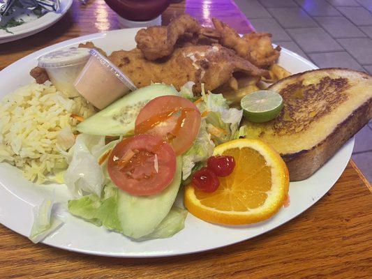 Fried shrimp & fish platter.