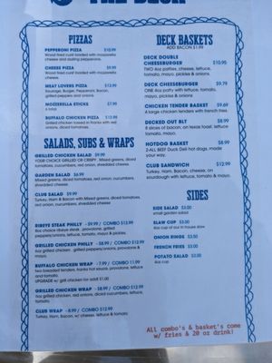 Front of menu