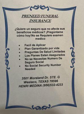 obtenga cobertura para el momento de necesidad de su familia con un seguro funerario. Llámenos hoy para obtener más información gratis.