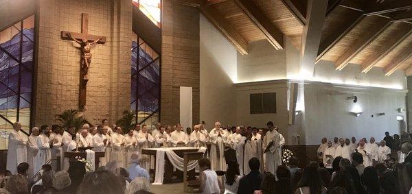 Bishop Calvo and priests and deacons from throughout the Diocese of Reno