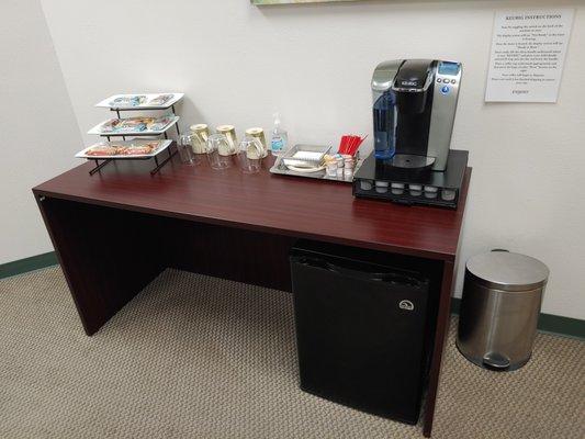 Snack and drink station for our guests.