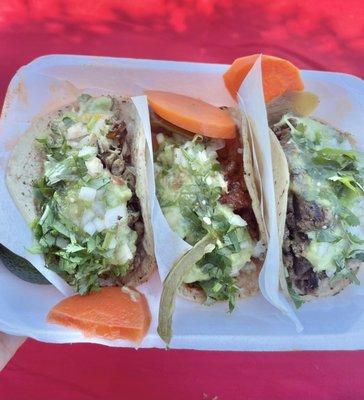 One of each! Pollo asada, adobada, carne asada!