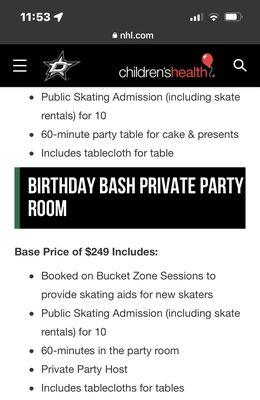 Private Room Birthday Package