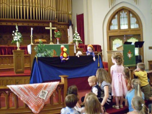 Children's message during worship