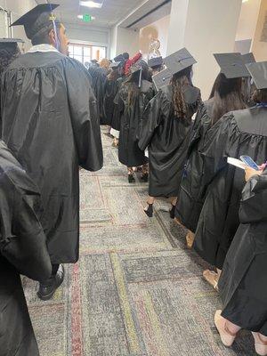 Lining up for graduation