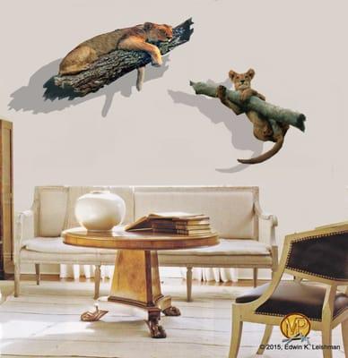 Matriarch and Progeny are floating trompe-l'oeil prints by artist Edwin K. Leishman. www.wallsmarternow.com