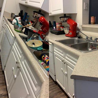 Before and after cleaning from Thanksgiving